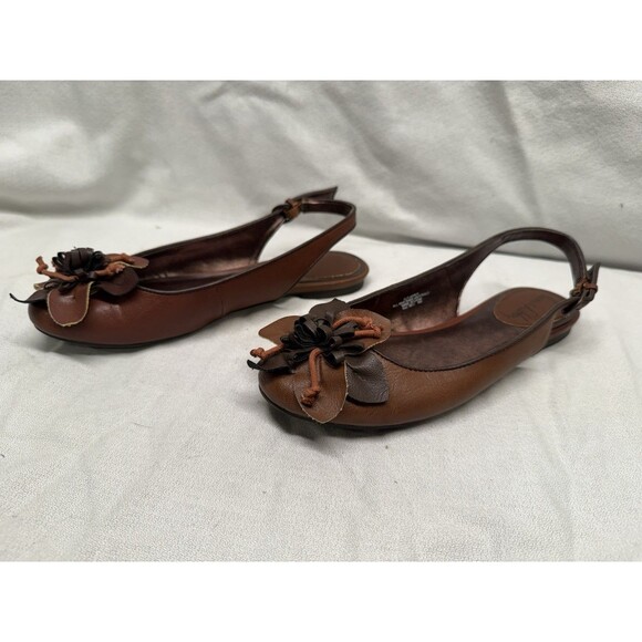 Sam & Libby women’s 6M brown flats open heel flower accent adjustable ankle - Picture 7 of 16